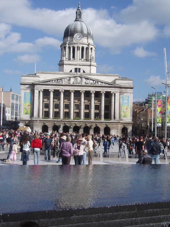 Slab square in Nottingham, new water fountain