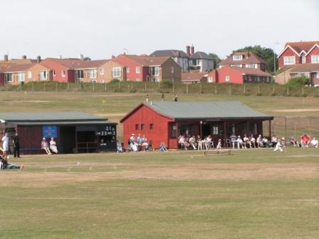 The Salts, public playing fields and Seaford cricket club pavilion.