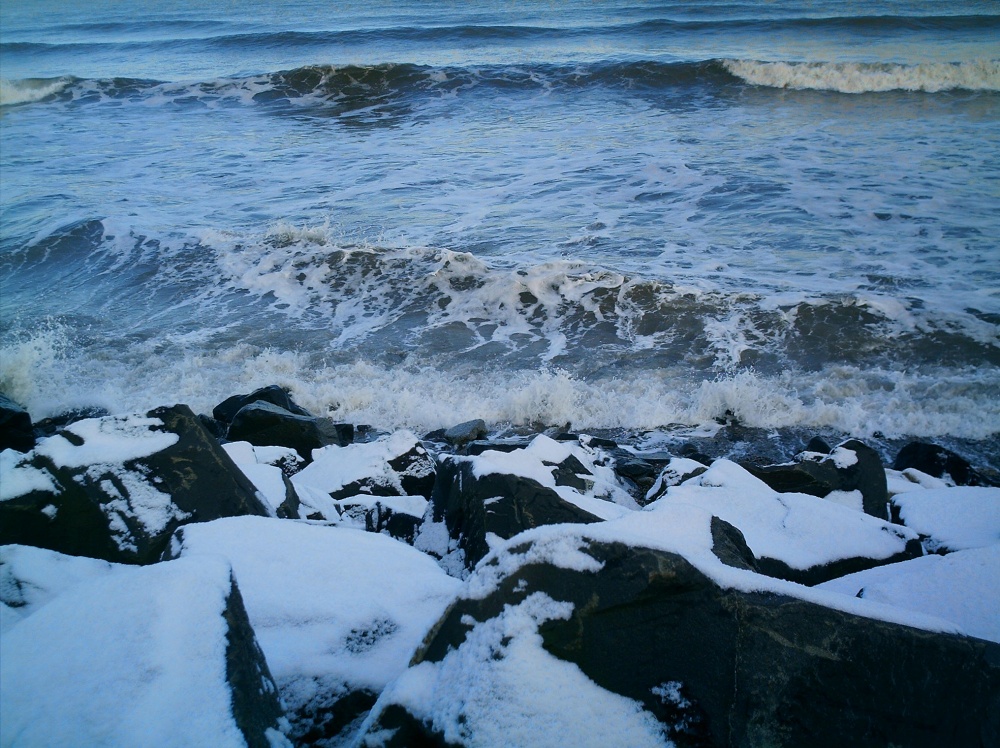 The beach in the snow at Seaton Carew - Hartlepool