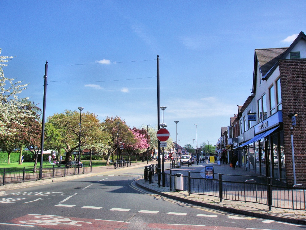 Looking down towards the shopping area, Central Avenue in West Bridgford, Nottingham .