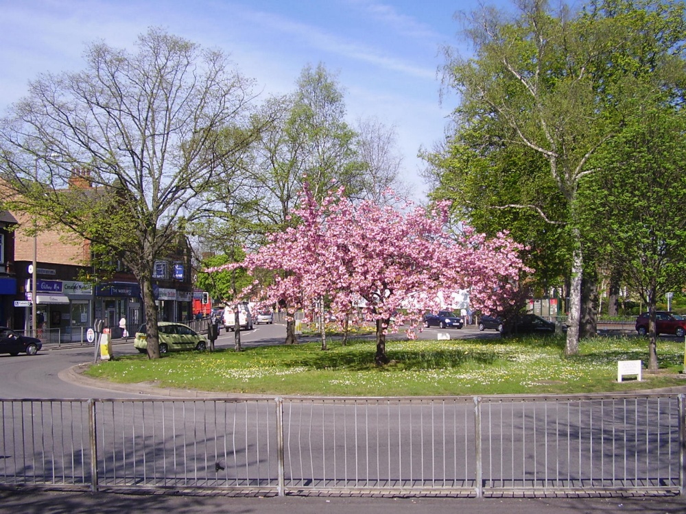 view of traffic island, the green, Long Eaton, Derbyshire.