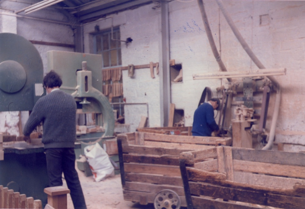 Hebden Bridge, Yorkshire. Clog-making workshop. April 1985.