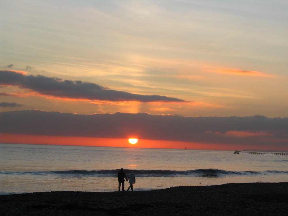 Photograph of Littlehampton Beach, sunset Nov 2006