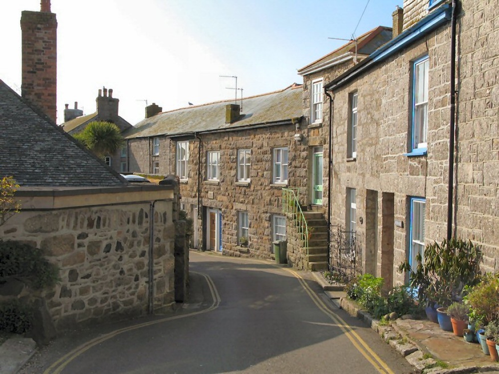 A typical street in Mousehole, Cornwall