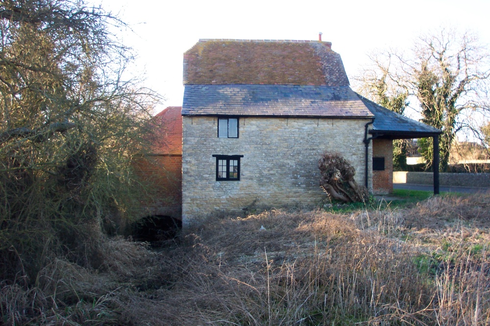 Photograph of View of Charney Bassett water mill taken from the upstream side. Charney Bassett, Oxfordshire