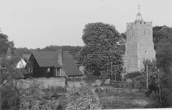 Photograph of Great Thurlow, Suffolk Church and Vicarage circa 1990.
