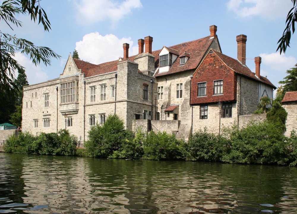 Archbishop's Palace stands on the bank of the river Medway ib Maidstone, Kent