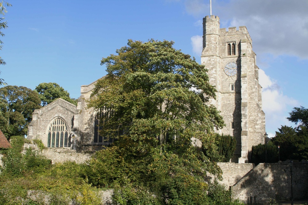All Saint's parish church stands adjacent to the Archbishop's Palace in Maidstone, Kent