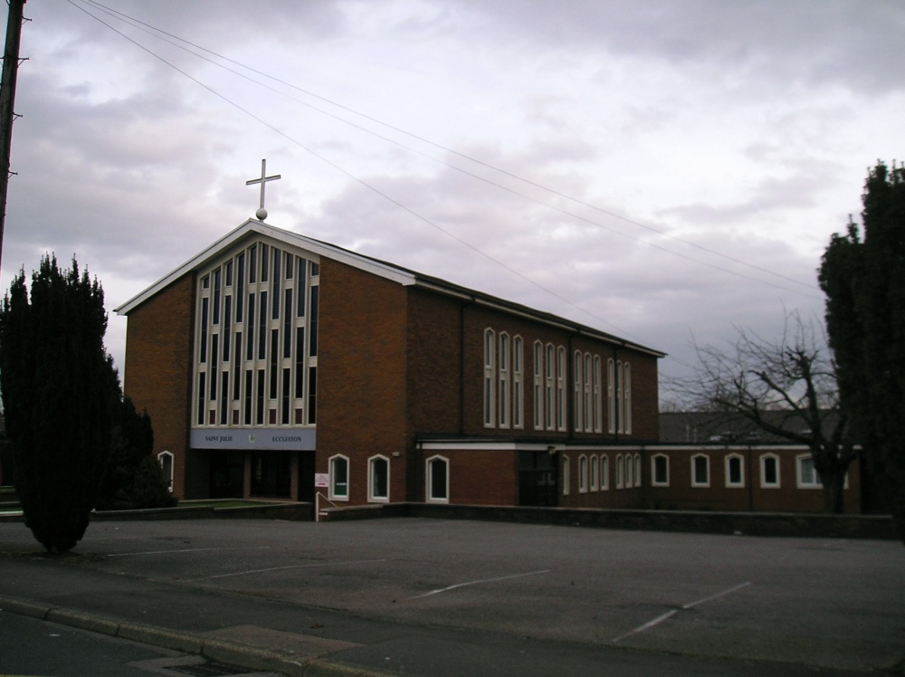 St.Julie's RC. Church, Howard's Lane, Eccleston, St.Helens. Forty years old May 2007.