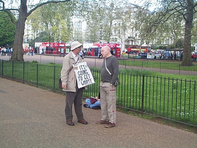 Participant at Speaker's Corner, London