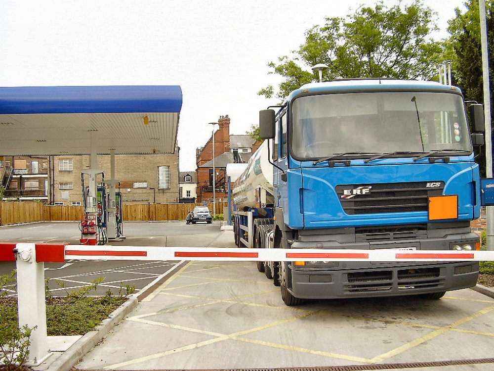 Petrol Delivery at A filling Station, Long Eaton, Derbyshire.