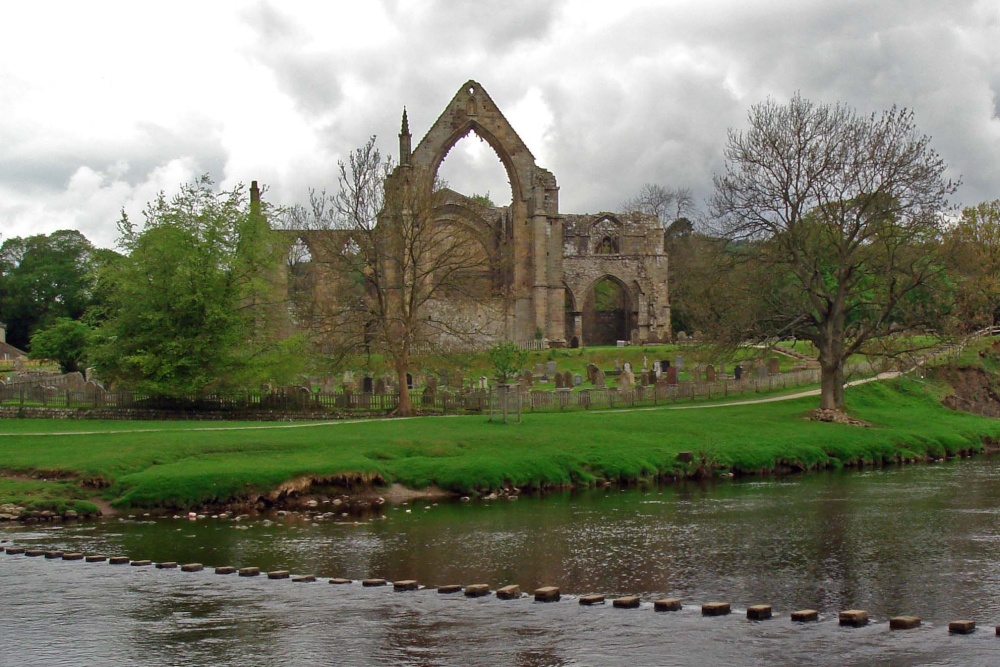 Bolton Abbey and River Wharfe, North Yorkshire, England.