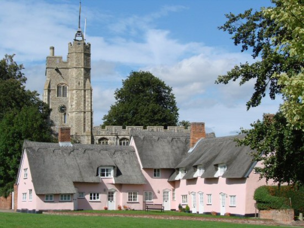 St. Mary's Church and Almshouses on the Green, Cavendish, Suffolk