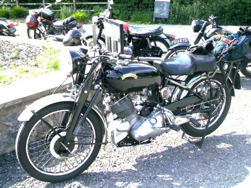 Vincent Motor cycle at Bolton Abbey, North Yorkshire