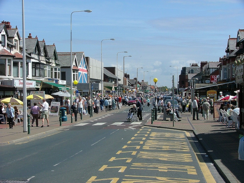 Shopping in summer. Cleveleys, Lancashire
