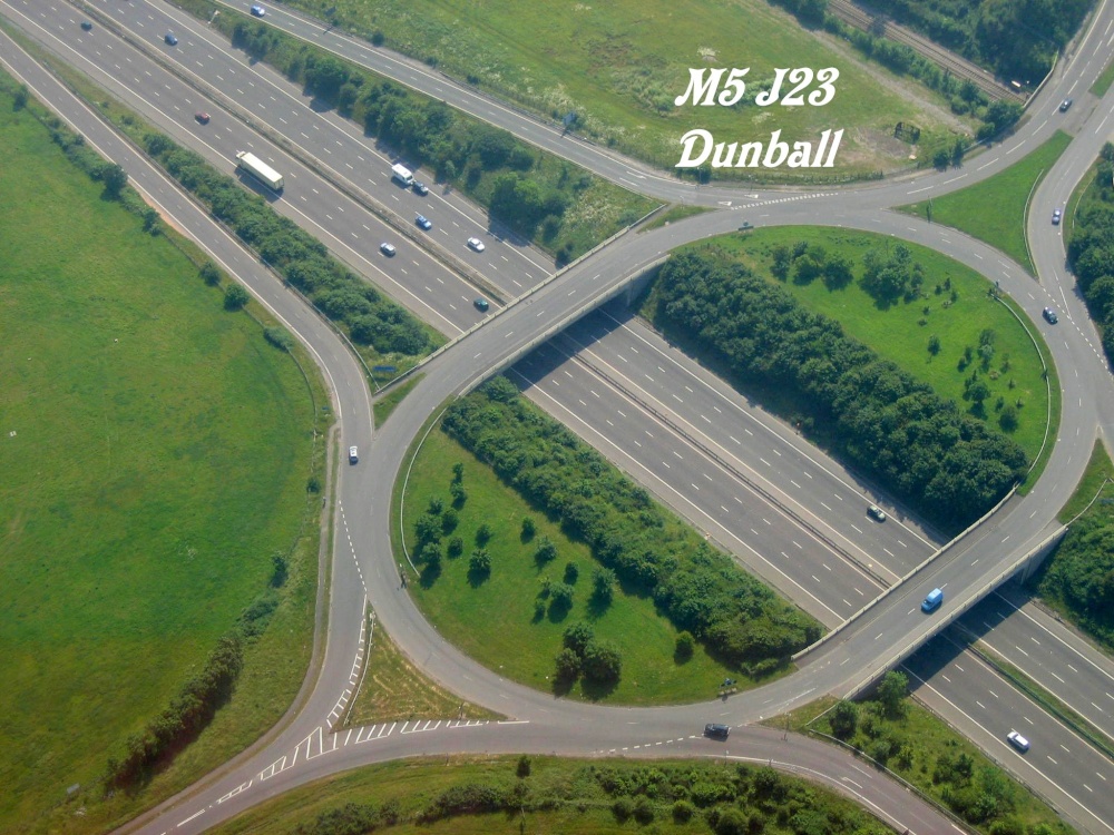 Photograph of Aerial view of M5 Motorway Junction 23 at Dunball