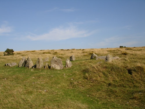Nine Maidens stone circle at Belstone Tor on Dartmoor, Devon photo by Tony Dunlop
