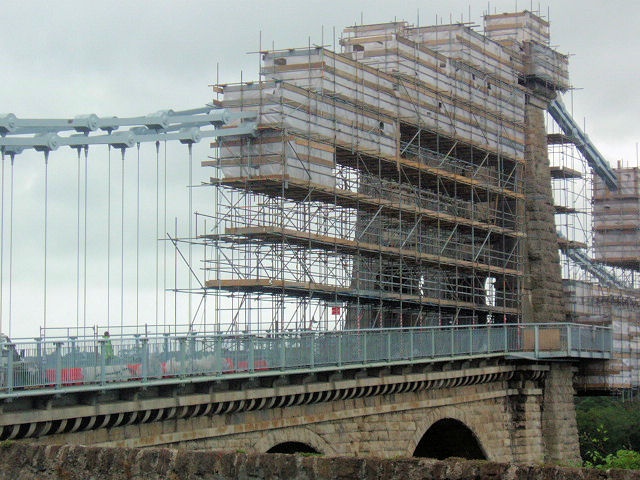 The Menai Bridge ready for a re-paint