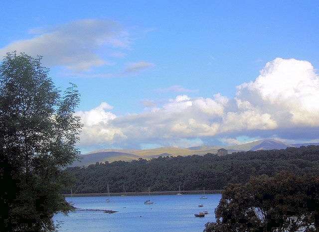 Photograph of Menai Straight from running under the Menai Bridge, Isle of Anglesey, Wales