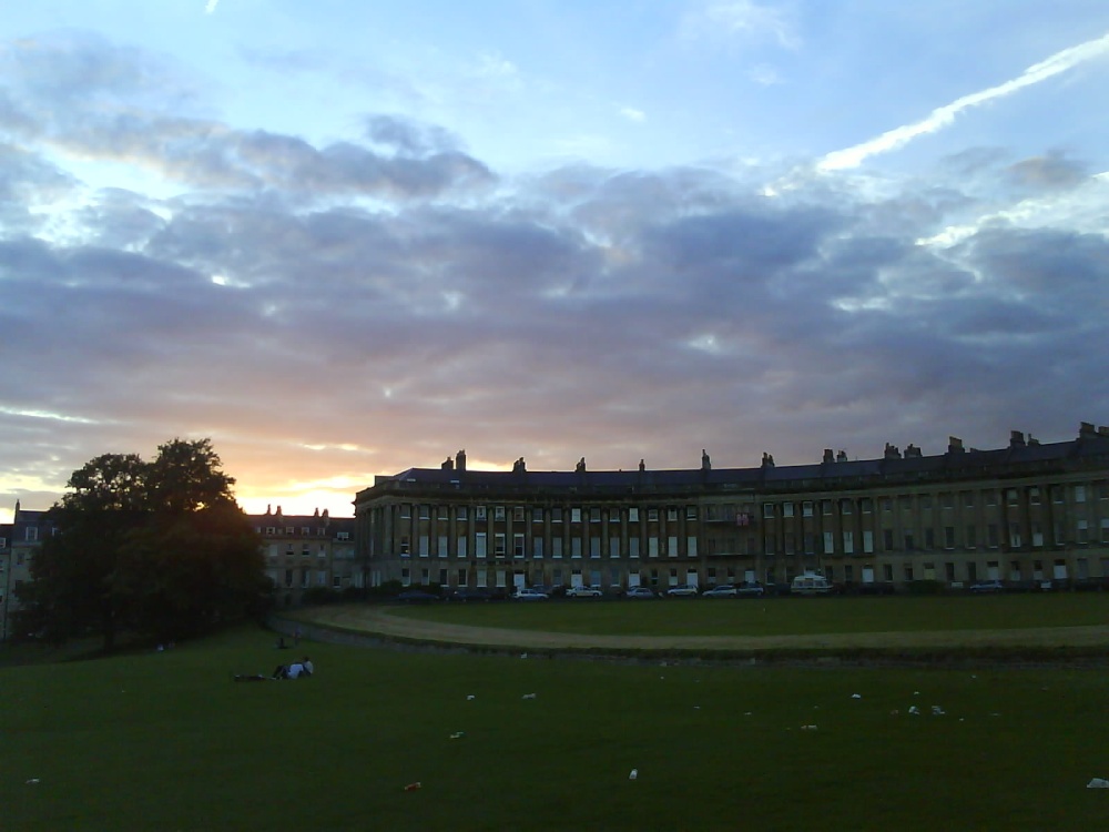 Royal Crescent & The Welkin at dusk, Bath, Somerset