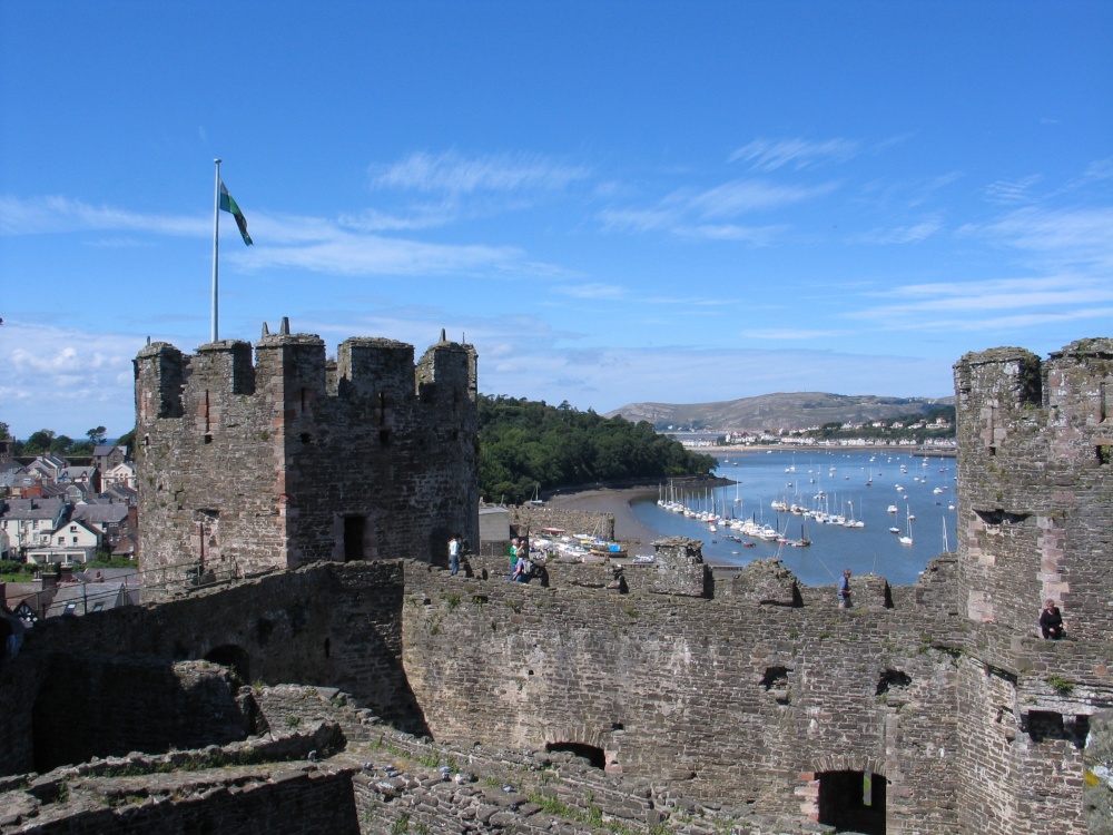 Conwy Harbour, from walls of Conwy Castle, Gwynedd, Wales