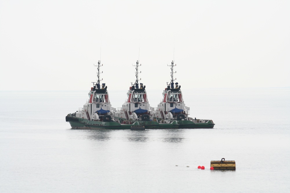 Tugboats moored off Canvey Island, Essex