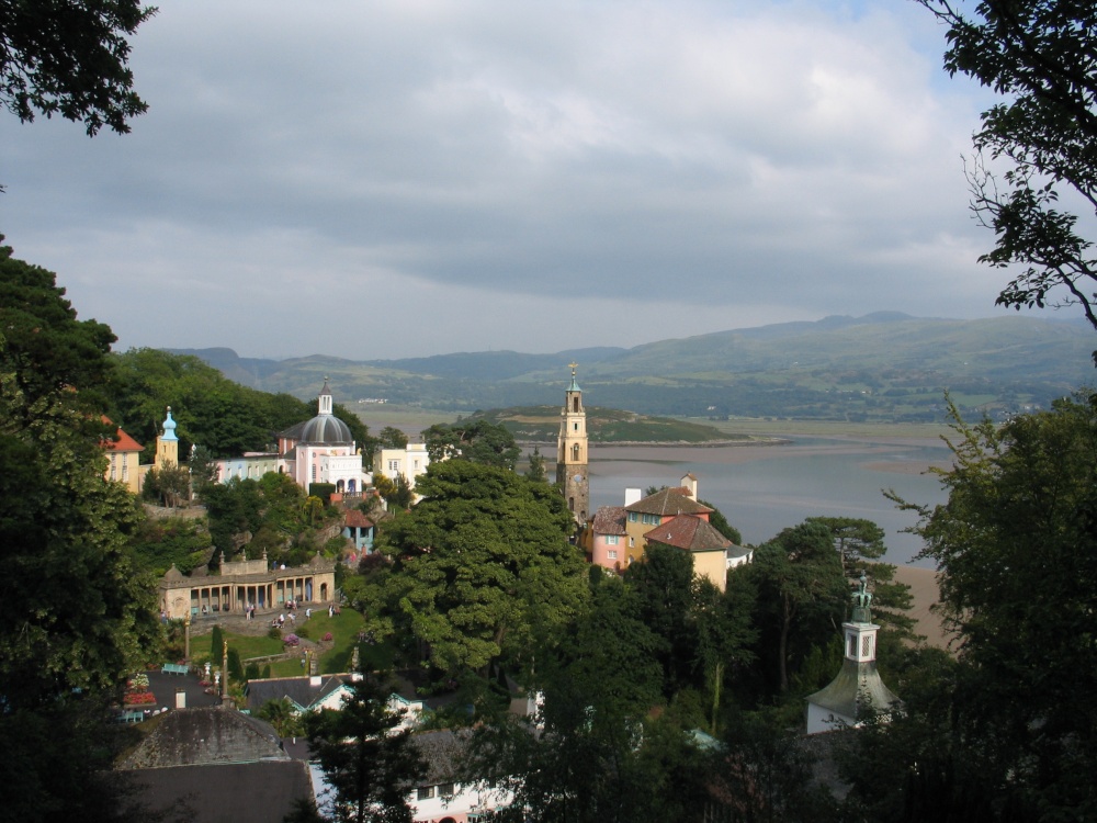 Portmeirion, Gwynedd, Wales - View over Estuary to mountains beyond