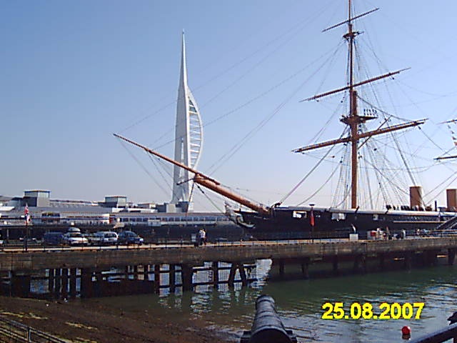 HMS Warrior & the Spinaker Tower, Portsmouth Dockyard, Hampshire