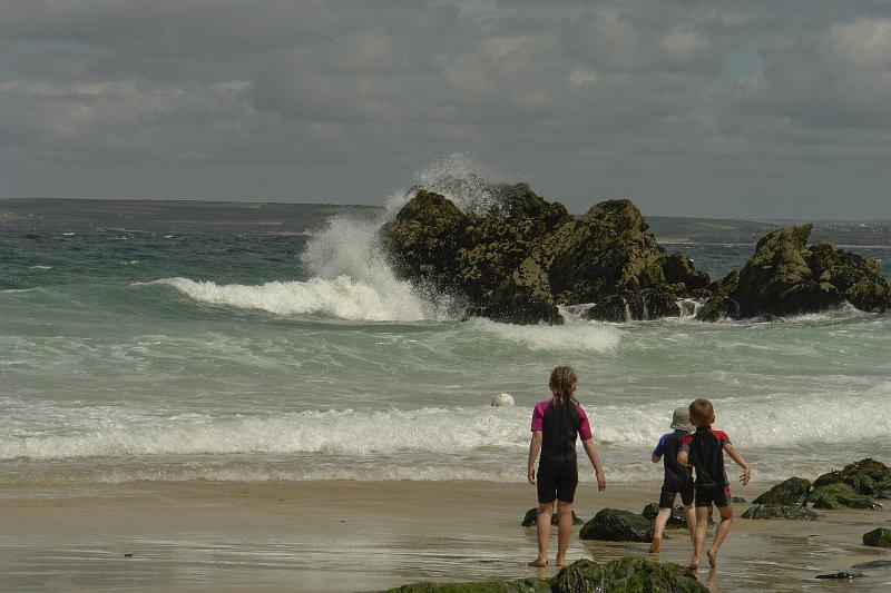 Playing in the surf at St Ives in Cornwall
