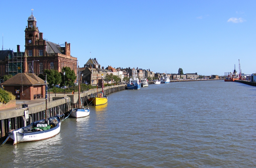 Town hall and river, Great Yarmouth, Norfolk