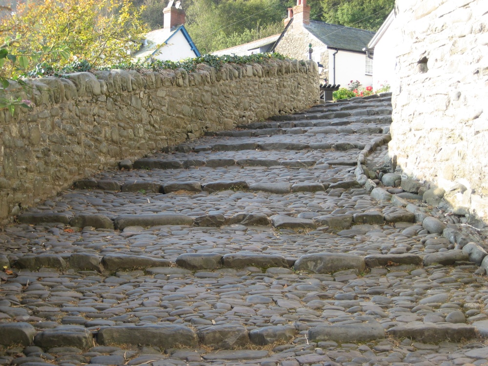 Steep climb, Clovelly, Devon