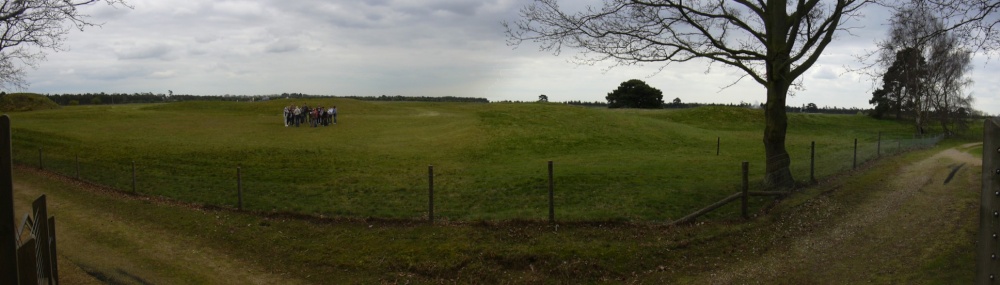 Panorama of the burial mounds, Sutton Hoo, Woodbridge, Suffolk photo by Steve Willimott
