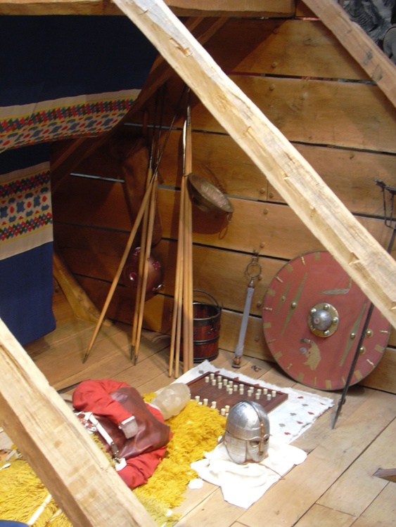 Replica of boat burial in exhibition centre, Sutton Hoo, Woodbridge, Suffolk