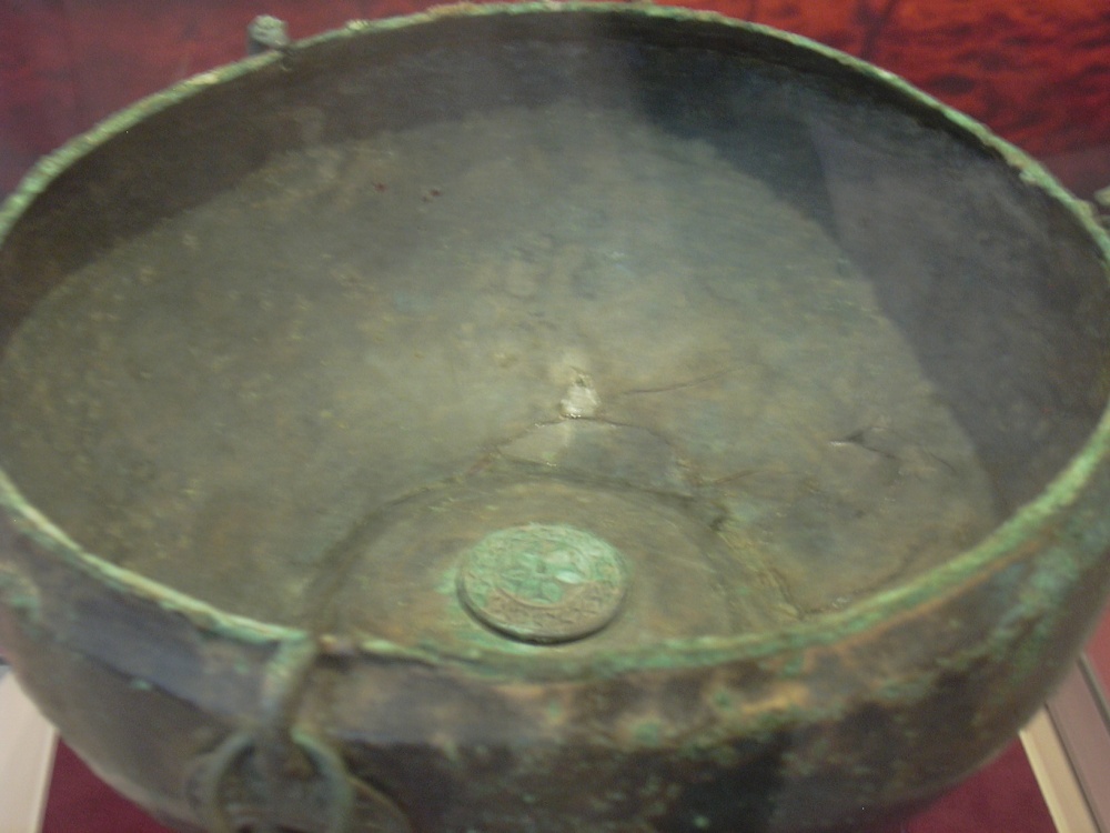 Bronze bowl from burial, Sutton Hoo, Woodbridge, Suffolk photo by Steve Willimott