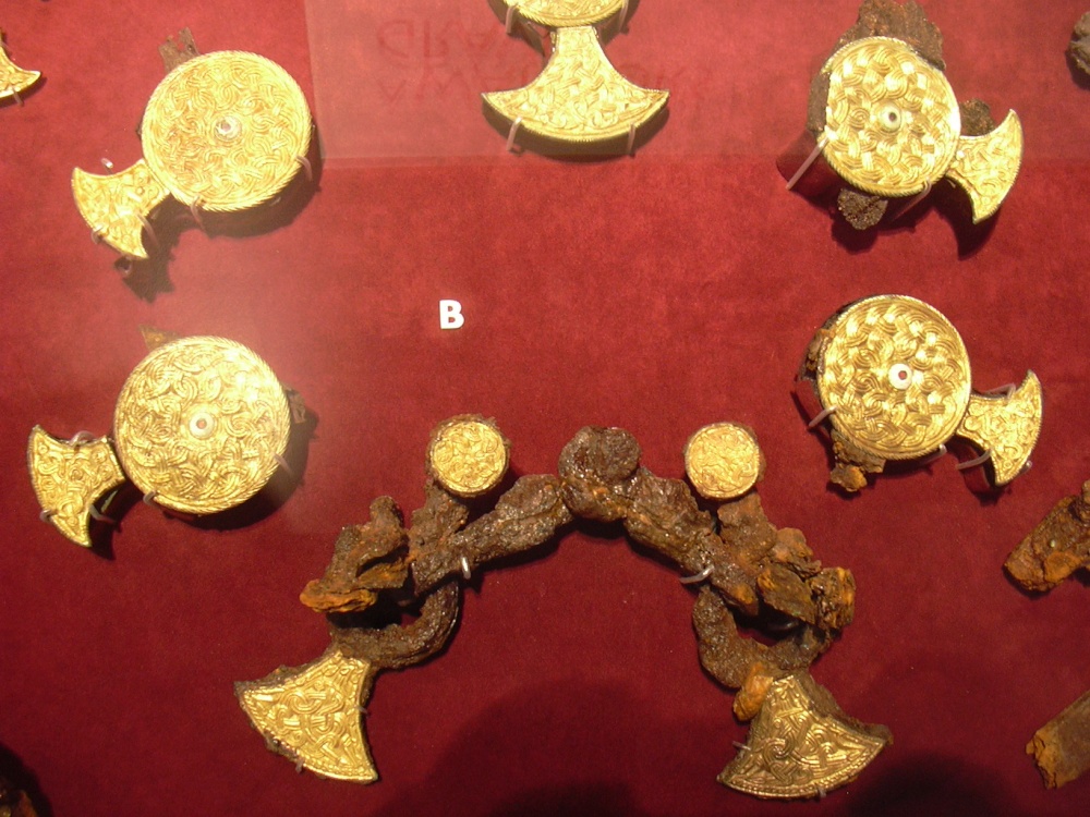 Horse harness fittings from burial, Sutton Hoo, Woodbridge, Suffolk photo by Steve Willimott