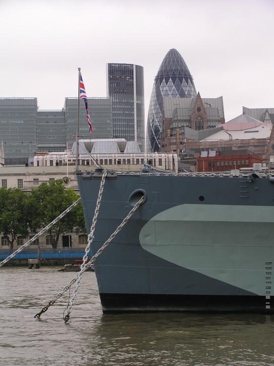 HMS Belfast and the Gherkin, London