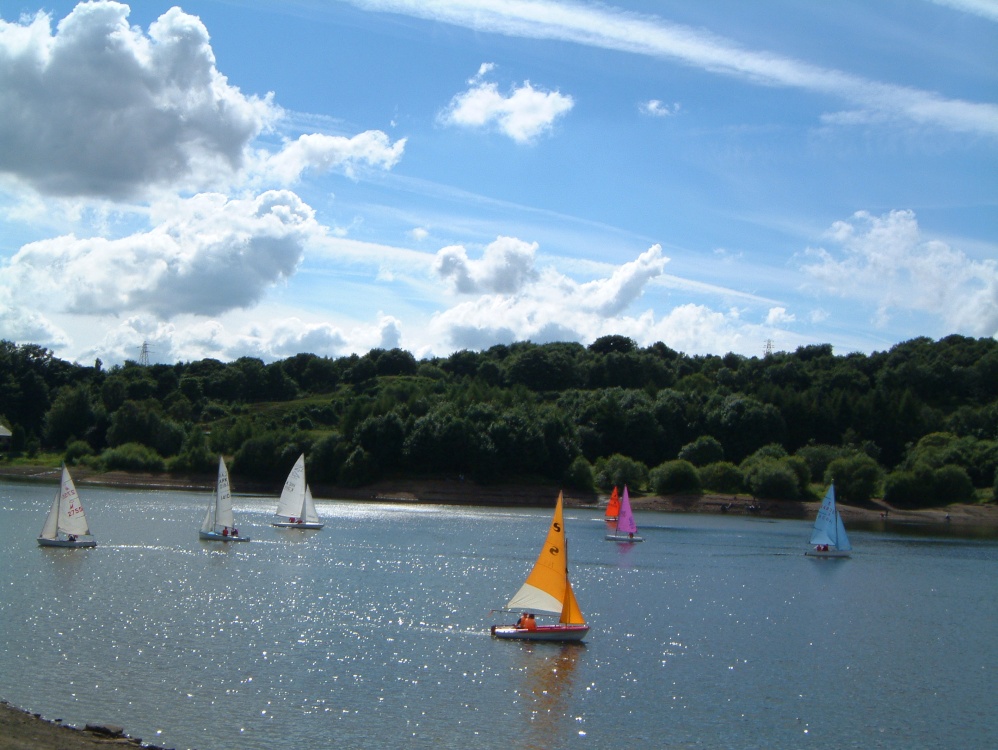 Sailing on Jumbles Reservoir Edgworth, Lancashire