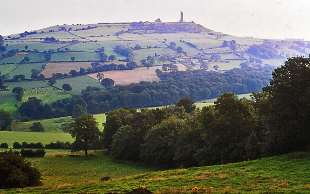 Photograph of Castle Hill, Photograph taken from Kaye Lane, Almondbury, West Yorkshire - Summer 2002