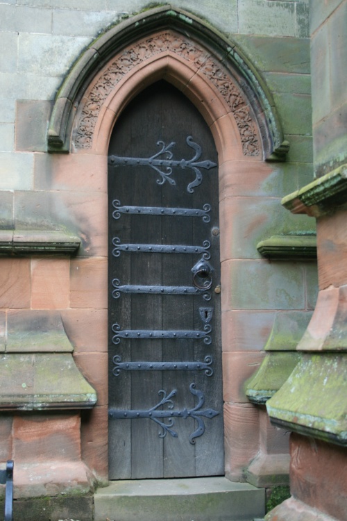 Side entrance door to church in Clumber Country Park, Worksop, Nottinghamshire