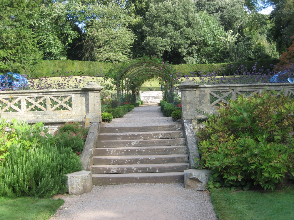 Steps up into garden at Tyntesfield, Wraxall, Somerset