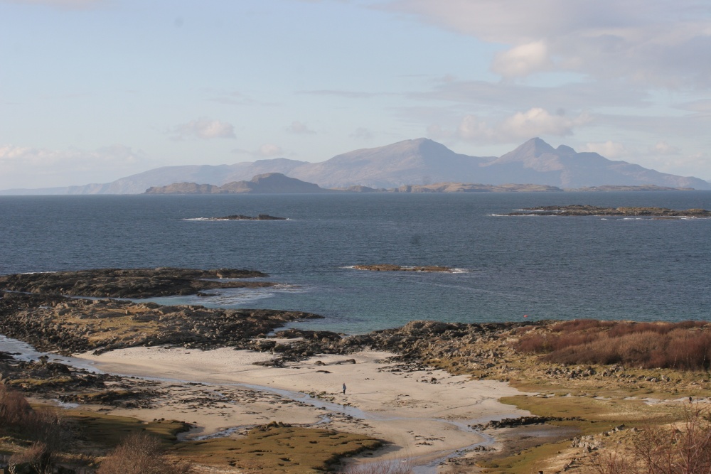Photograph of Muck and Rhum from Portuairk, Ardnamurchan, Argyll & Bute, Scotland