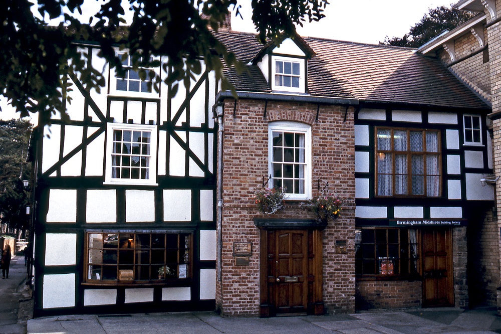 Photograph of Half-timbered shops in Leominster, Herefordshire