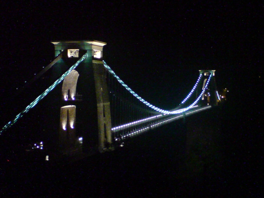 Cliffton Bridge in Bristol, Somerset, at night