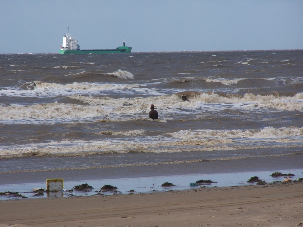 Gormley Statue & incoming tide, Crosby Beach, Sefton, Mersyside