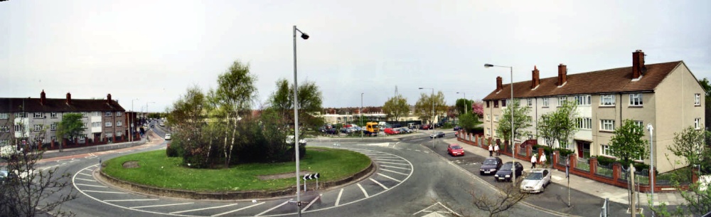 Panoramic view of Marian Square and St Oswalds Lane, Netherton, Merseyside