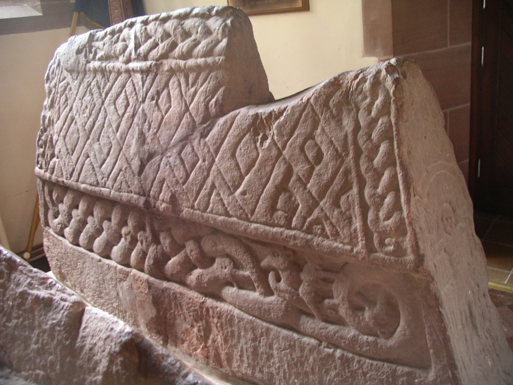 Stone inside Gosforth church, Cumbria