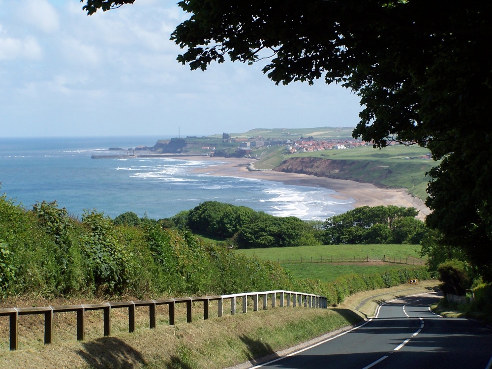 View across Sandsend with Whitby in the background