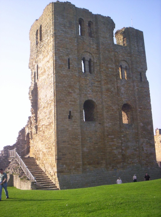 Side view of main tower, Scarborough Castle, North Yorkshire