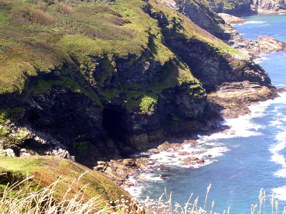 Boscastle caves in cliff