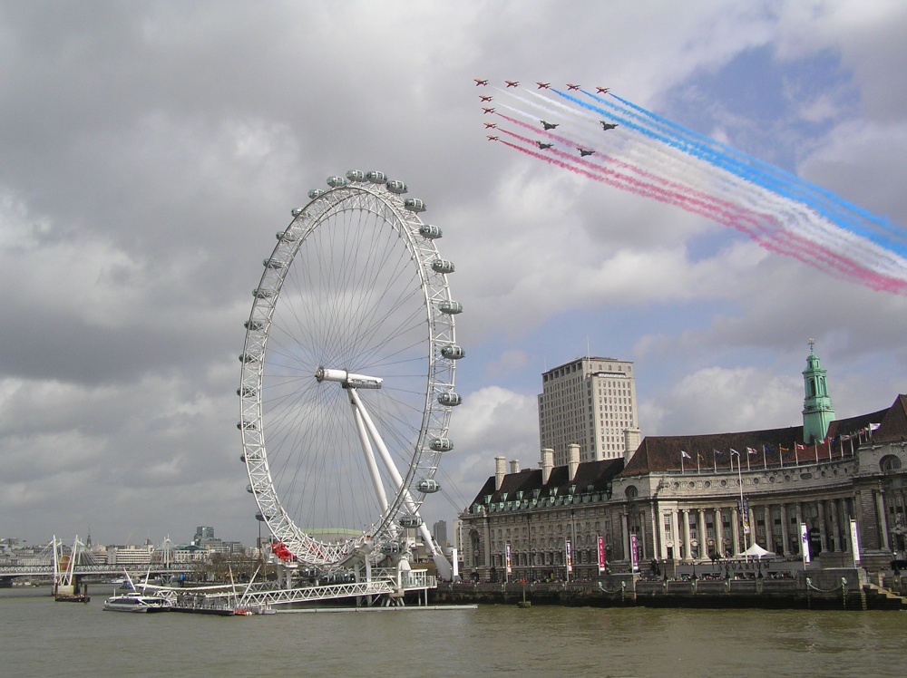 The Red Arrows over the London Eye photo by Hilary Hoad